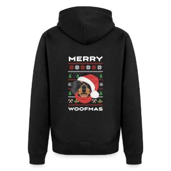 Teckel à poil dur Joyeux Noël - Veste à capuche bio Premium Unisexe - noir - Dos - Nico (187cm)