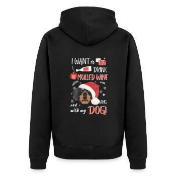 Teckel à poil dur Vin chaud Noël - Veste à capuche bio Premium Unisexe - noir - Dos - Nico (187cm)