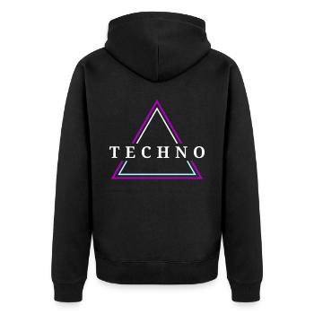 Techno House Party EDM Festival Goa Electro Rave - Unisex Premium Bio Zip Hoodie - Schwarz - Hinten - Nico (187cm)