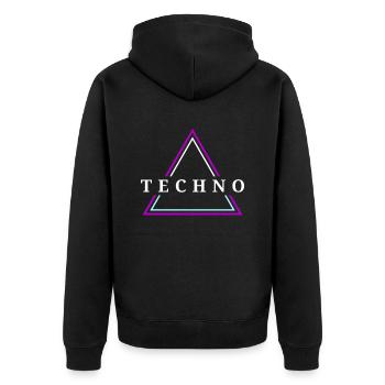 Techno House Party EDM Festival Goa Electro Rave - Unisex Premium Bio Zip Hoodie - Schwarz - Hinten - Nico (187cm)