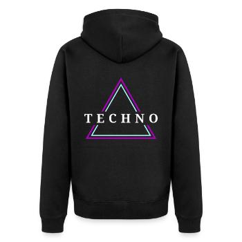 Techno House Party EDM Festival Goa Electro Rave - Unisex Premium Bio Zip Hoodie - Schwarz - Hinten - Nico (187cm)