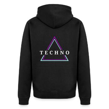 Techno House Party EDM Festival Goa Electro Rave - Unisex Premium Bio Zip Hoodie - Schwarz - Hinten - Nico (187cm)
