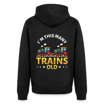 2ème anniversaire, 2 ans trains! Enfants, Boy Boy Train - Veste à capuche bio Premium Unisexe - noir - Dos - Nico (187cm)