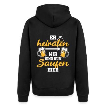 Poltern JGA Mann Bräutigam Junggesellenabschied - Unisex Premium Bio Zip Hoodie - Schwarz - Hinten - Nico (187cm)