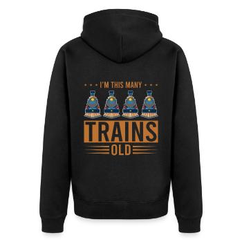 4ème anniversaire, 4 ans trains Lok Kids Boy Boy train - Veste à capuche bio Premium Unisexe - noir - Dos - Nico (187cm)