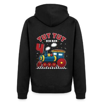 4ème anniversaire, 4 ans trains Lok Kids Boy Boy train - Veste à capuche bio Premium Unisexe - noir - Dos - Nico (187cm)