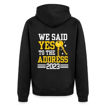 We Said Yes To The Address 2023 - Unisex Premium Bio Zip Hoodie - Schwarz - Hinten - Nico (187cm)