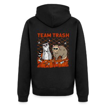 Team Trash - Unisex Premium Organic Zip Hoodie - black - Back - Nico (187cm)