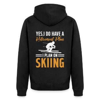 Ski Winter Skiing - My Retirement Plan is Skiing - Unisex Premium Organic Zip Hoodie - black - Back - Nico (187cm)