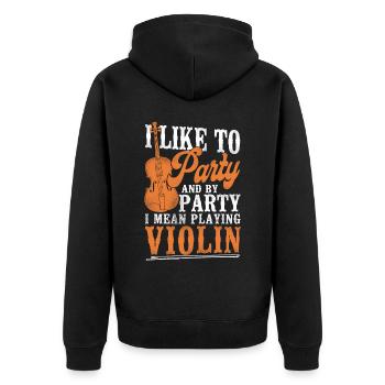 Violin Violinist Vintage I Like To - Unisex Premium Bio Zip Hoodie - Schwarz - Hinten - Nico (187cm)