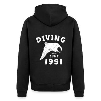 Anniversaire du plongeur - Plongée depuis juin 1991 - Veste à capuche bio Premium Unisexe - noir - Dos - Nico (187cm)