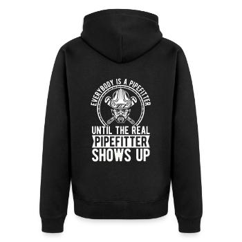 Pipefitter Everybody Is A Pipefitter Until Laborer - Unisex Premium Organic Zip Hoodie - black - Back - Nico (187cm)
