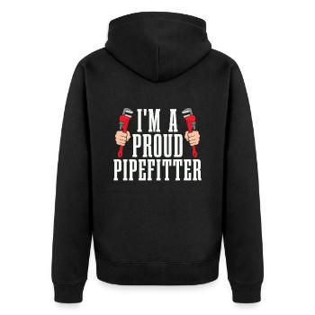 Pipefitter I'm A Proud Pipefitter Loves Repair Man - Unisex Premium Organic Zip Hoodie - black - Back - Nico (187cm)