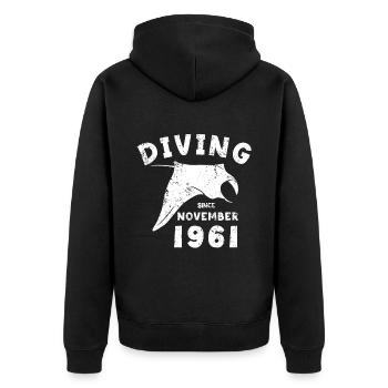 Anniversaire du plongeur - Plongée depuis novembre 1961 - Veste à capuche bio Premium Unisexe - noir - Dos - Nico (187cm)