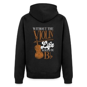 Violin Violinist Pun Vintage - Unisex Premium Bio Zip Hoodie - Schwarz - Hinten - Nico (187cm)