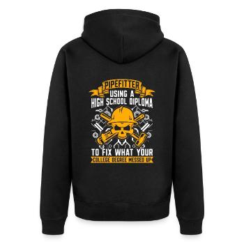 Tuyauteur utilisant un contremaître d’école secondaire Tuyauteur - Veste à capuche bio Premium Unisexe - noir - Dos - Nico (187cm)