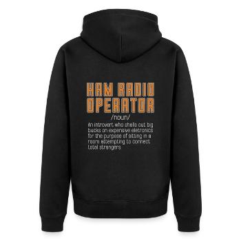 Ham Radio Operator An Introvert Who Amateur Radio - Unisex Premium Bio Zip Hoodie - Schwarz - Hinten - Nico (187cm)