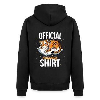Schlafender Tiger Offizielles Nickerchen - Unisex Premium Bio Zip Hoodie - Schwarz - Hinten - Nico (187cm)