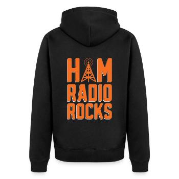 Ham Radio Rocks Loves Frequency Ham Radio Operator - Unisex Premium Organic Zip Hoodie - black - Back - Nico (187cm)