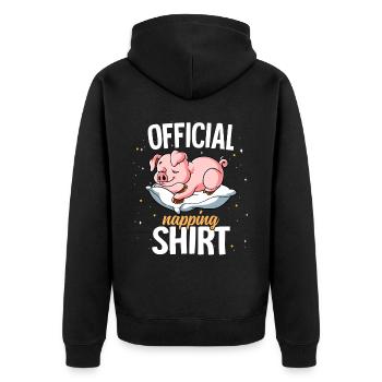 Schlafendes Schwein Offizielles Nickerchen - Unisex Premium Bio Zip Hoodie - Schwarz - Hinten - Nico (187cm)