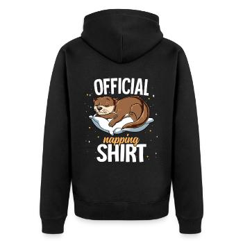 Schlafender Otter Offizielles Nickerchen - Unisex Premium Bio Zip Hoodie - Schwarz - Hinten - Nico (187cm)