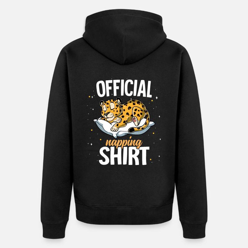 Schlafender Leopard Offizielles Nickerchen - Unisex Premium Bio Zip Hoodie - Schwarz