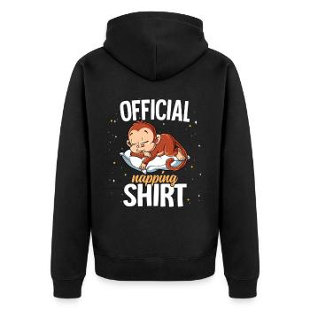 Schlafender Affe Offizielles Nickerchen - Unisex Premium Bio Zip Hoodie - Schwarz - Hinten - Nico (187cm)