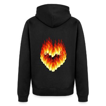 Valentine Valentin Heart Fire Flame Hot Love - Unisex Premium Organic Zip Hoodie - black - Back - Nico (187cm)