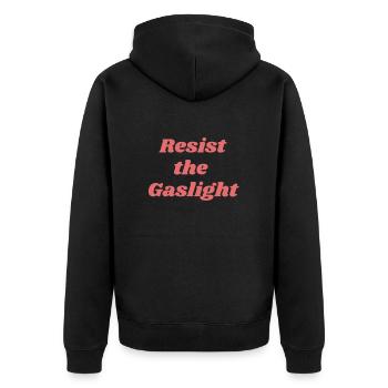 Feminism Resist the Gaslight - Unisex Premium Organic Zip Hoodie - black - Back - Nico (187cm)