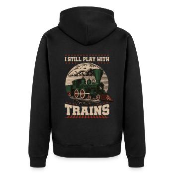 Train Modellbauer, Modelllokomitive Lok Lokomotive - Unisex Premium Organic Zip Hoodie - black - Back - Nico (187cm)