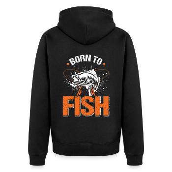 Angler outfit for fishing and fishing, fish - Unisex Premium Organic Zip Hoodie - black - Back - Nico (187cm)