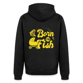 Angler outfit for fishing and fishing, fish - Unisex Premium Organic Zip Hoodie - black - Back - Nico (187cm)