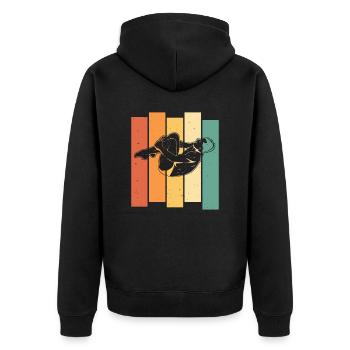 Turmspringen Turmspringer - Unisex Premium Bio Zip Hoodie - Schwarz - Hinten - Nico (187cm)