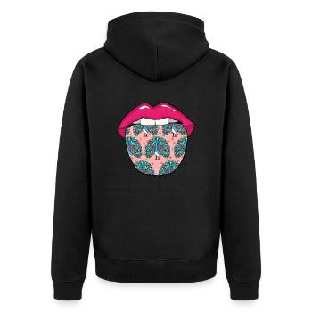 Langue d’oiseau paon - Veste à capuche bio Premium Unisexe - noir - Dos - Nico (187cm)