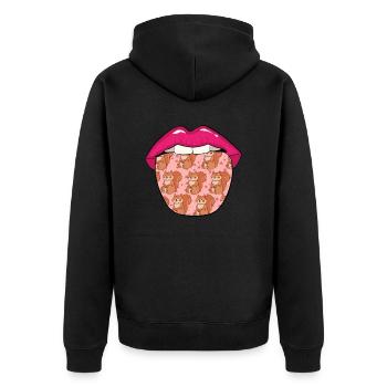 Eichhörnchen Zunge - Unisex Premium Bio Zip Hoodie - Schwarz - Hinten - Nico (187cm)