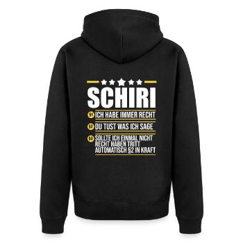 Schiri Unparteiischer Fußball Schiedsrichter - Unisex Premium Bio Zip Hoodie - Schwarz - Hinten - Nico (187cm)