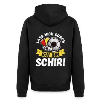 Schiri Unparteiischer Fußball Schiedsrichter - Unisex Premium Bio Zip Hoodie - Schwarz - Hinten - Nico (187cm)