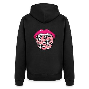 Kuh Landwirt Viehzucht Zunge - Unisex Premium Bio Zip Hoodie - Schwarz - Hinten - Nico (187cm)