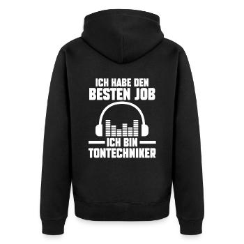 Toningenieur Tontechnik Tontechniker - Unisex Premium Bio Zip Hoodie - Schwarz - Hinten - Nico (187cm)