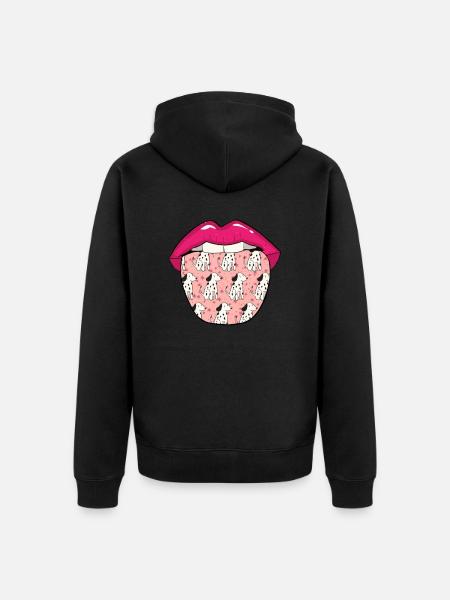 Dalmatian tongue - Unisex Premium Organic Zip Hoodie - black