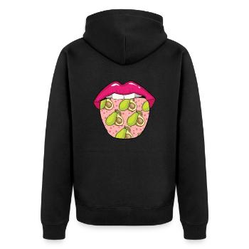 Avocado Zunge - Unisex Premium Bio Zip Hoodie - Schwarz - Hinten - Nico (187cm)