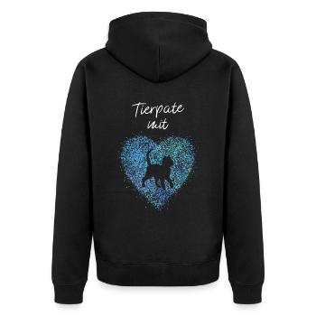 Tierpate mit Herz Tierheim Pflegestelle Tierschutz - Unisex Premium Bio Zip Hoodie - Schwarz - Hinten - Nico (187cm)