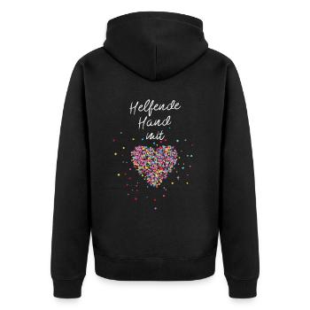 Helfende Hand mit Herz Ehrenamt Freiwillige - Unisex Premium Bio Zip Hoodie - Schwarz - Hinten - Nico (187cm)