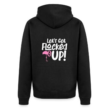 Flamingo Pink Vogel Zoo Sommer Urlaub Geschenk - Unisex Premium Bio Zip Hoodie - Schwarz - Hinten - Nico (187cm)