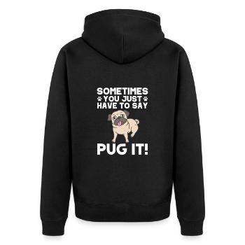 Carlin Chien Chien Ami Pet Pug Pug Pug Cadeau - Veste à capuche bio Premium Unisexe - noir - Dos - Nico (187cm)