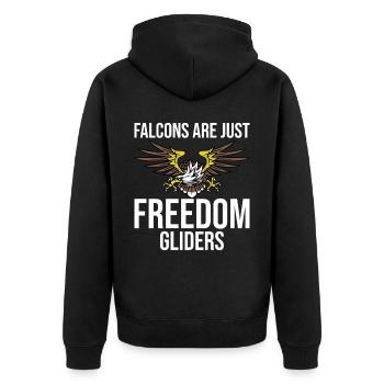Merry falcons are just freedom gliders - Unisex Premium Organic Zip Hoodie - black - Back - Nico (187cm)