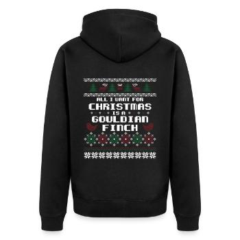 Gouldamadine Christmas Estrildidae Gouldian Finch - Unisex Premium Bio Zip Hoodie - Schwarz - Hinten - Nico (187cm)