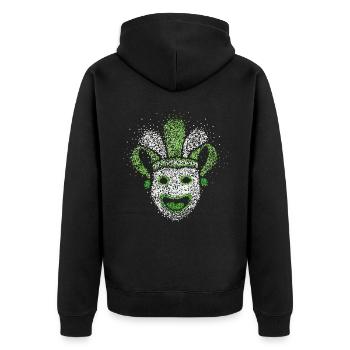 Fool's Mask Fastelovend Carnival 5th Season - Unisex Premium Organic Zip Hoodie - black - Back - Nico (187cm)