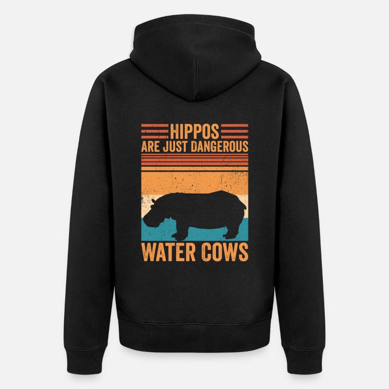 Drôle d’hippopotame Hippopotame - Veste à capuche bio Premium Unisexe - noir
