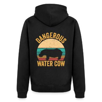 Lustiges Nilpferd Nilpferd Gefährliches Wasser Kuh - Unisex Premium Bio Zip Hoodie - Schwarz - Hinten - Nico (187cm)